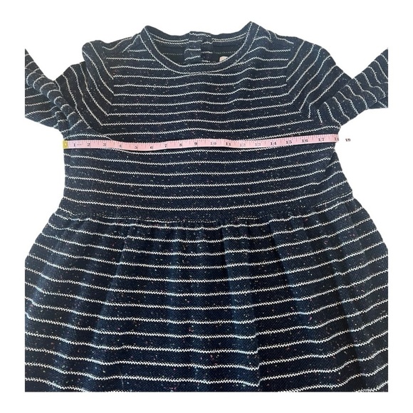 LOFT Striped Button Back Swing Dress in Navy Multi Color Specks & Metallic - Picture 9 of 15